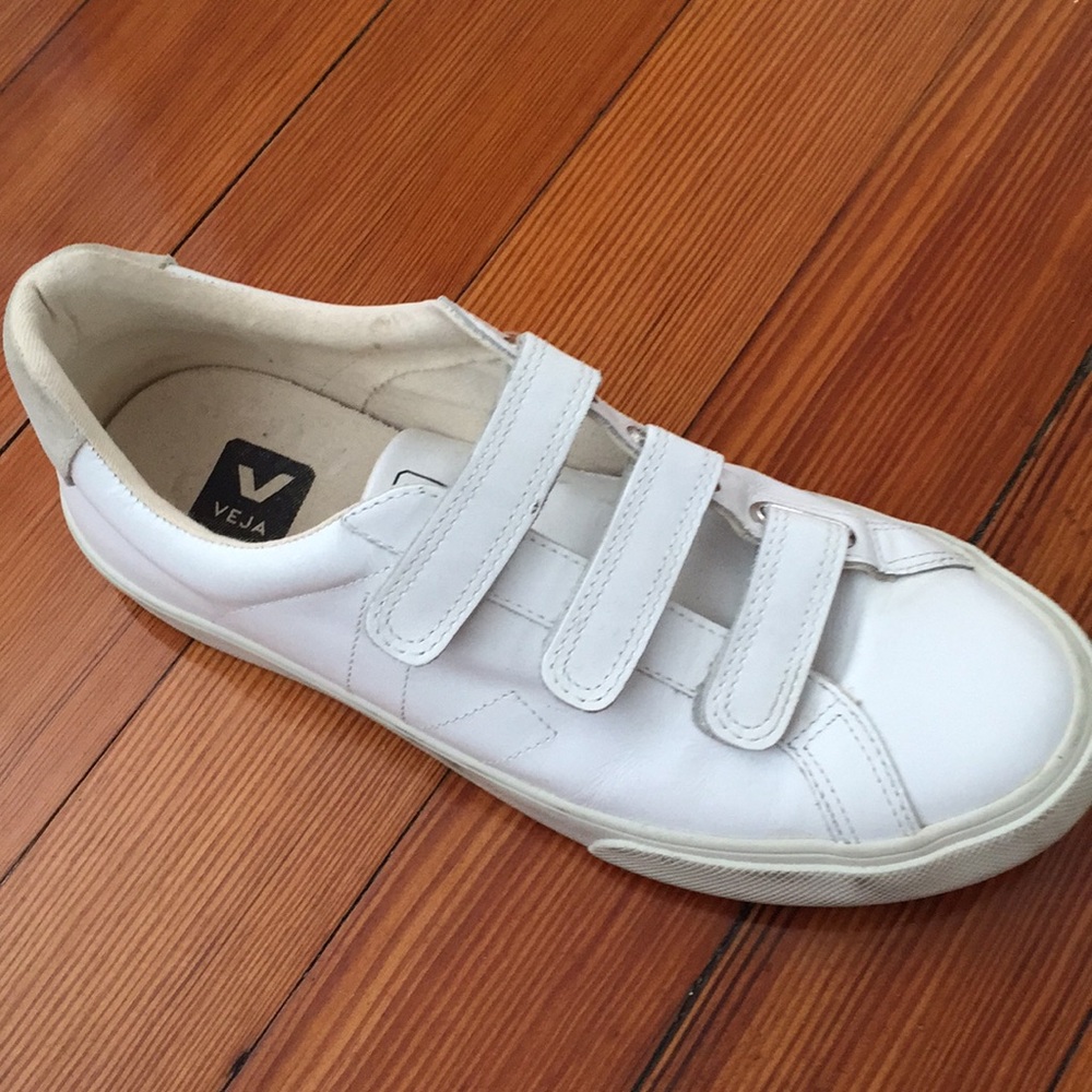 VEJA 3-Lock Leather Velcro Trainers White US 10/ EU 41
